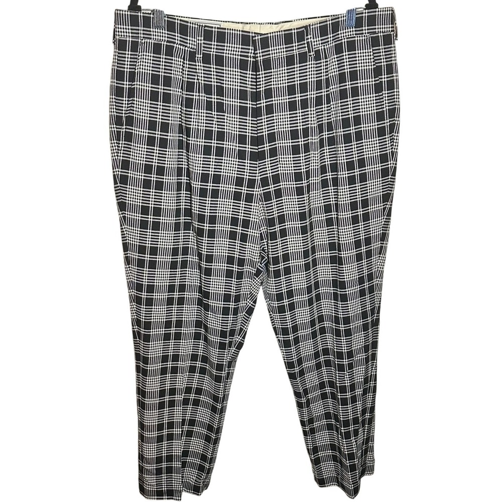AMI Alexandre Mattiussi Black White Plaid Trousers Mens Dress Pants Size 46 36